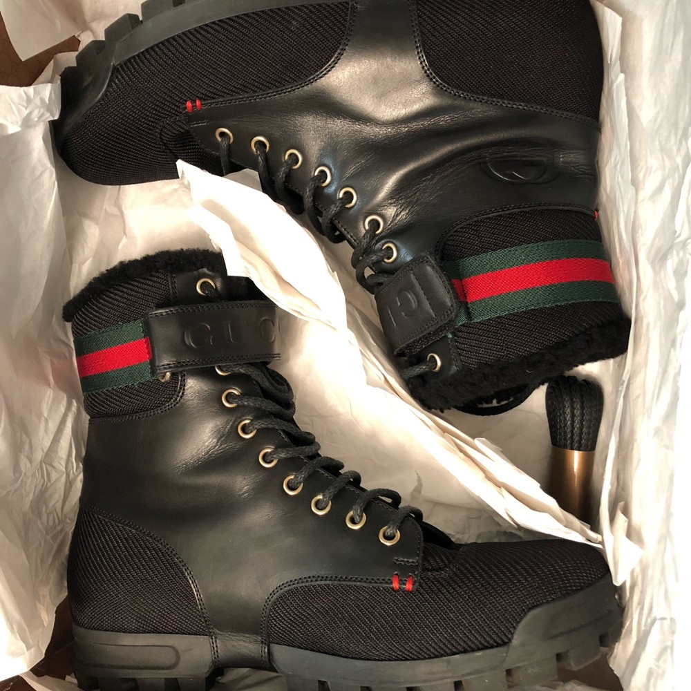 Men’s Leather Trim Lace-Up Boots, Men’s sz 7